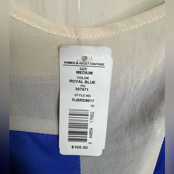 Romeo & Juliet Couture Royal Blue & Ivory Color-Block Knee Length Dress. Size M. - Picture 4 of 4